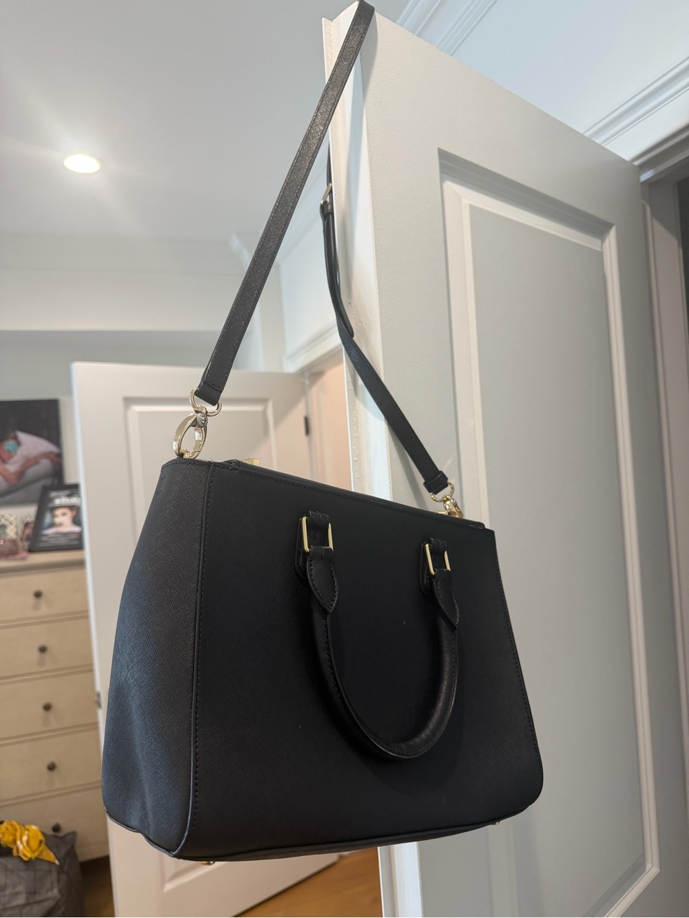 henri bendel Black Star Motif Satchel with Gold Studs - Picture 2 of 5